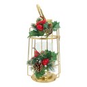 Ver imagem 4 de Kit 2 Lamparinas Natalinas Douradas 30cm e 36cm Decorada Metal