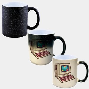 Caneca Mágica Glitter Muda de Cor Y2 Computador Pc Antigo