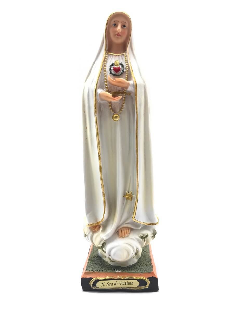 Imagem De Nossa Senhora De Fátima Branca Resina 27 Cm - 1