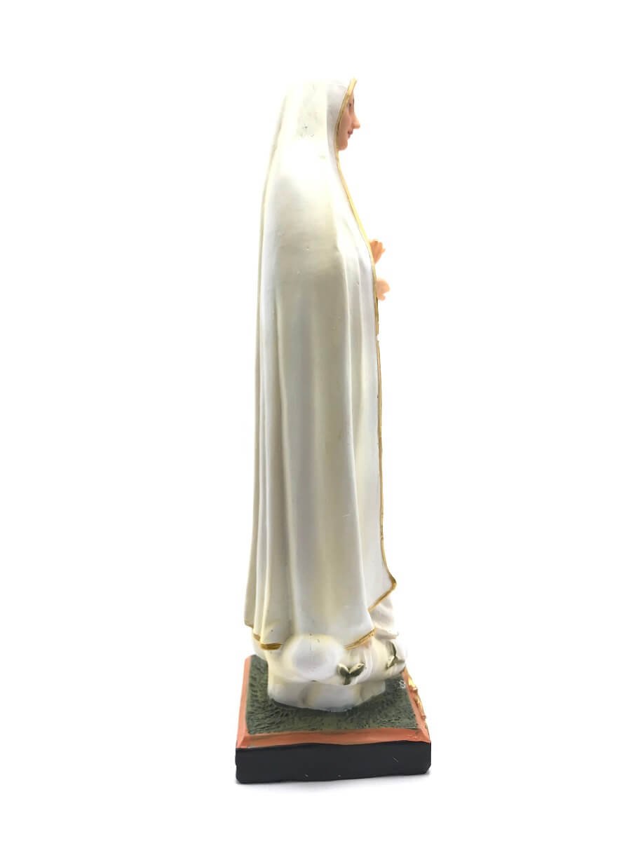 Imagem De Nossa Senhora De Fátima Branca Resina 27 Cm - 3