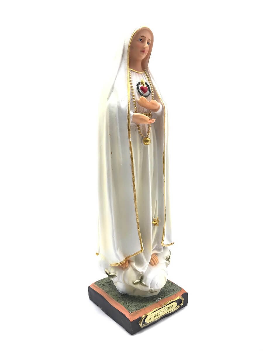 Imagem De Nossa Senhora De Fátima Branca Resina 27 Cm - 2