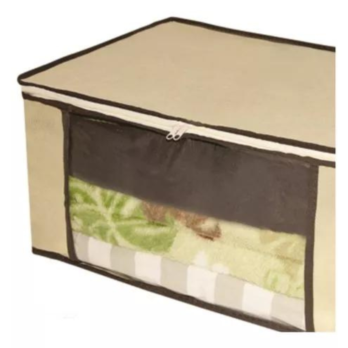 Caixa Organizadora de Roupa de Cama Organiz em Tnt com Tampa e Visor 60x45x30cm 5un Cor:bege - 8