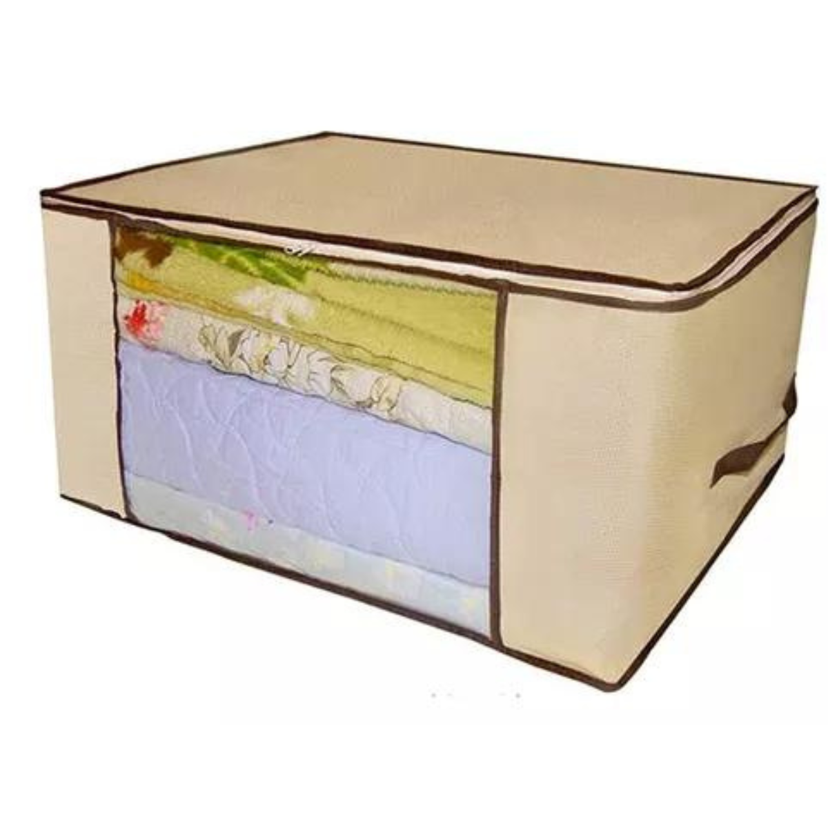 Caixa Organizadora de Roupa de Cama Organiz em Tnt com Tampa e Visor 60x45x30cm 5un Cor:bege - 2