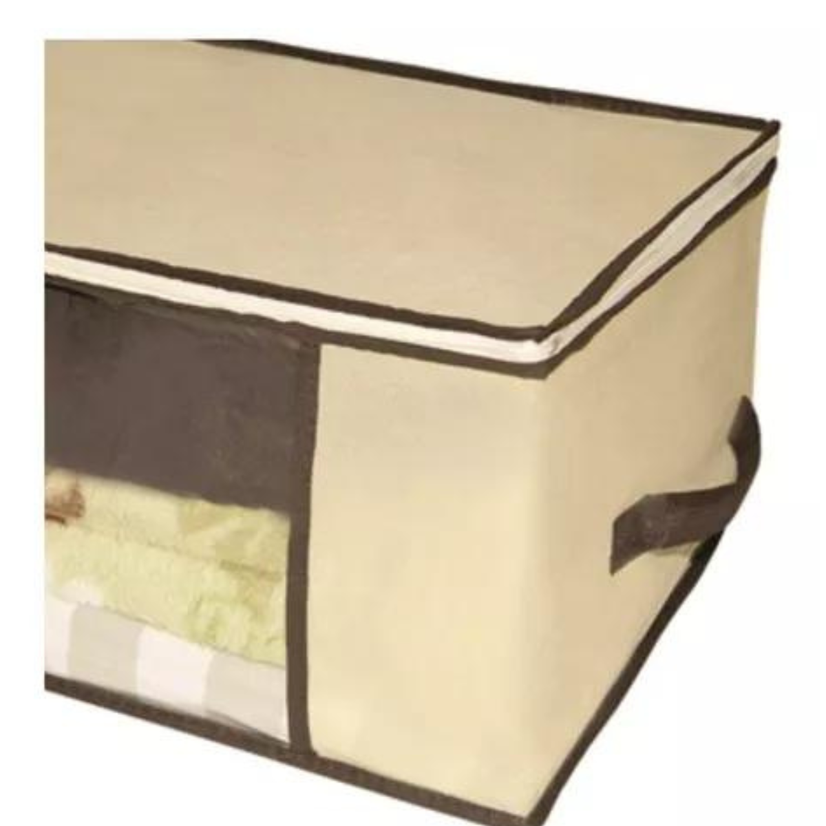 Caixa Organizadora de Roupa de Cama Organiz em Tnt com Tampa e Visor 60x45x30cm 5un Cor:bege - 7