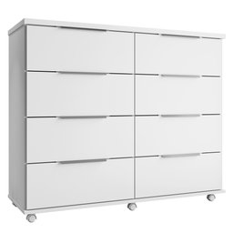 Cômoda para Quarto 8 Gavetas com Rodízios Athenas Branco - Saga Decor - 1