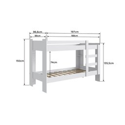 Cama Beliche 100% Mdf com Pintura Uv Branco Acetinado B63 Nova Móbile - 4
