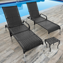 Ver imagem 2 de Kit 2 Espreguiçadeiras Reclinável Alumínio Madrid Preta com Mesa de Centro