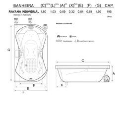 Banheira Retangular Rayana Completa com Hidro - 127v - 3