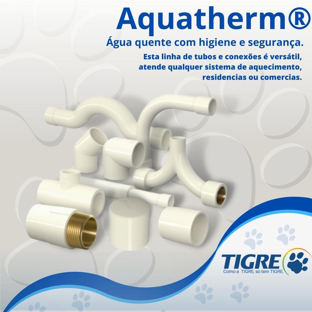 Tê Aquatherm 90° Graus CPVC Bege Para Condução Canos E Tubo Água Quente Predial De 1” 28mm - 5