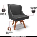 Ver imagem 6 de Cadeira Decorativa Sala de Jantar Base Giratória de Madeira Firenze Pu Preto Fosco/natural G19