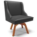 Ver mais imagens de Cadeira Decorativa Sala de Jantar Base Giratória de Madeira Firenze Pu Preto Fosco/natural G19