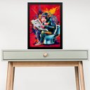 Ver imagem 1 de Quadro Divertido Banheiro Pop Arte - Macaco 24x18cm - com Vidro:moldura Branca