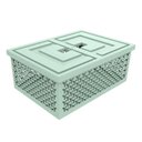 Ver imagem 1 de Cesto Organizador com Tampa Verde Menta Caixa Plástica Grande Crippa Brinquedos Closet