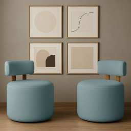 Kit 02 Poltronas Sala Orgânica Almyra - Tecido Boucle - Azul Turquesa Claro - 1