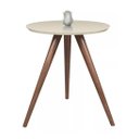Ver imagem 1 de Mesa de Centro Tampo 50 Cm Redonda Off White com Vidro Pé Palito