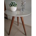 Ver imagem 2 de Mesa de Centro Tampo 50 Cm Redonda Off White com Vidro Pé Palito