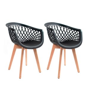 Kit 2 Cadeiras Para Mesa De Jantar Cozinha Sala Web Preta Wood Base Madeira