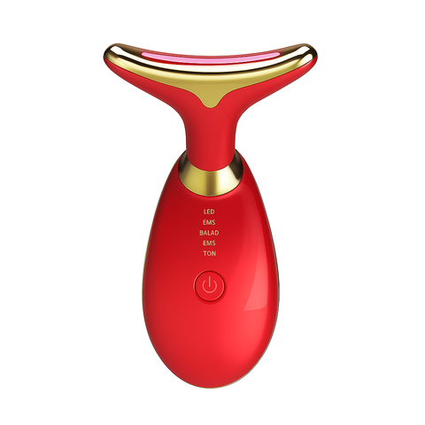 Massageador Aparelho Facial Led Lift 3 Cores Fototerapia e Vibração Anti‑rugas