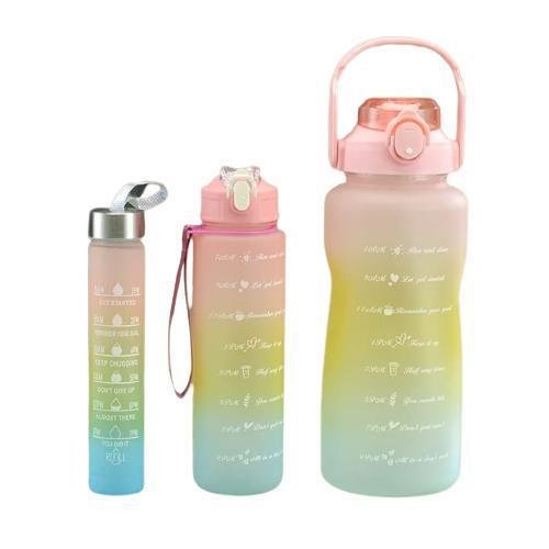 Kit com 3 Garrafas Água com Canudo Squeeze 2l-1l e 500ml Rs - 1
