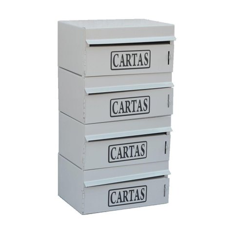 Caixa Correio Condomínio Frontal para Muro Cinza 4 Módulos