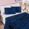 Jogo de Cama Lençol Celine Solteiro 03 Peças Micropercal 200 Fios Bolinhas - Azul Marinho - 1