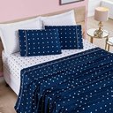 Ver imagem 1 de Jogo de Cama Lençol Celine Solteiro 03 Peças Micropercal 200 Fios Bolinhas - Azul Marinho