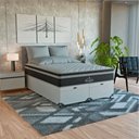 Ver imagem 4 de Cama Box Baú Casal Bipartido + Colchão Paris Molas Preto Couro Branco/preto