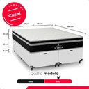 Ver imagem 6 de Cama Box Baú Casal Bipartido + Colchão Paris Molas Preto Couro Branco/preto