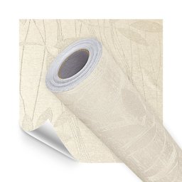 Papel de Parede Adesivo Lavavel Texturizado Linhas e Folhas Creme 500x60cm - 1
