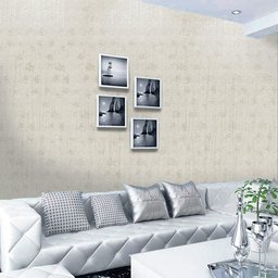 Papel de Parede Adesivo Lavavel Texturizado Linhas e Folhas Creme 5m Open Star 32949 - 5