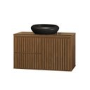 Ver imagem 2 de Gabinete Banheiro Ripado 80cm Cuba Preta Suspenso