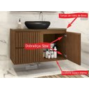 Ver imagem 4 de Gabinete Banheiro Ripado 80cm Cuba Preta Suspenso