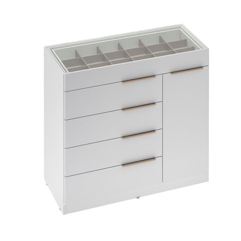 Cômoda Júlia para Quarto com Porta Jóia e 5 Gavetas Branco