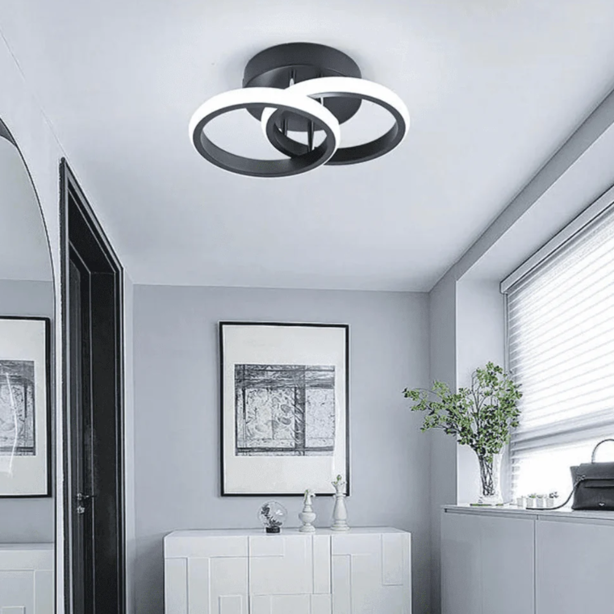 Ver imagem 4 de Luminária Teto Parede 25cm Anel Duplo 24 Watts Led 3x1 Lustre Bivolt Gimpo Kjgd-327:preto