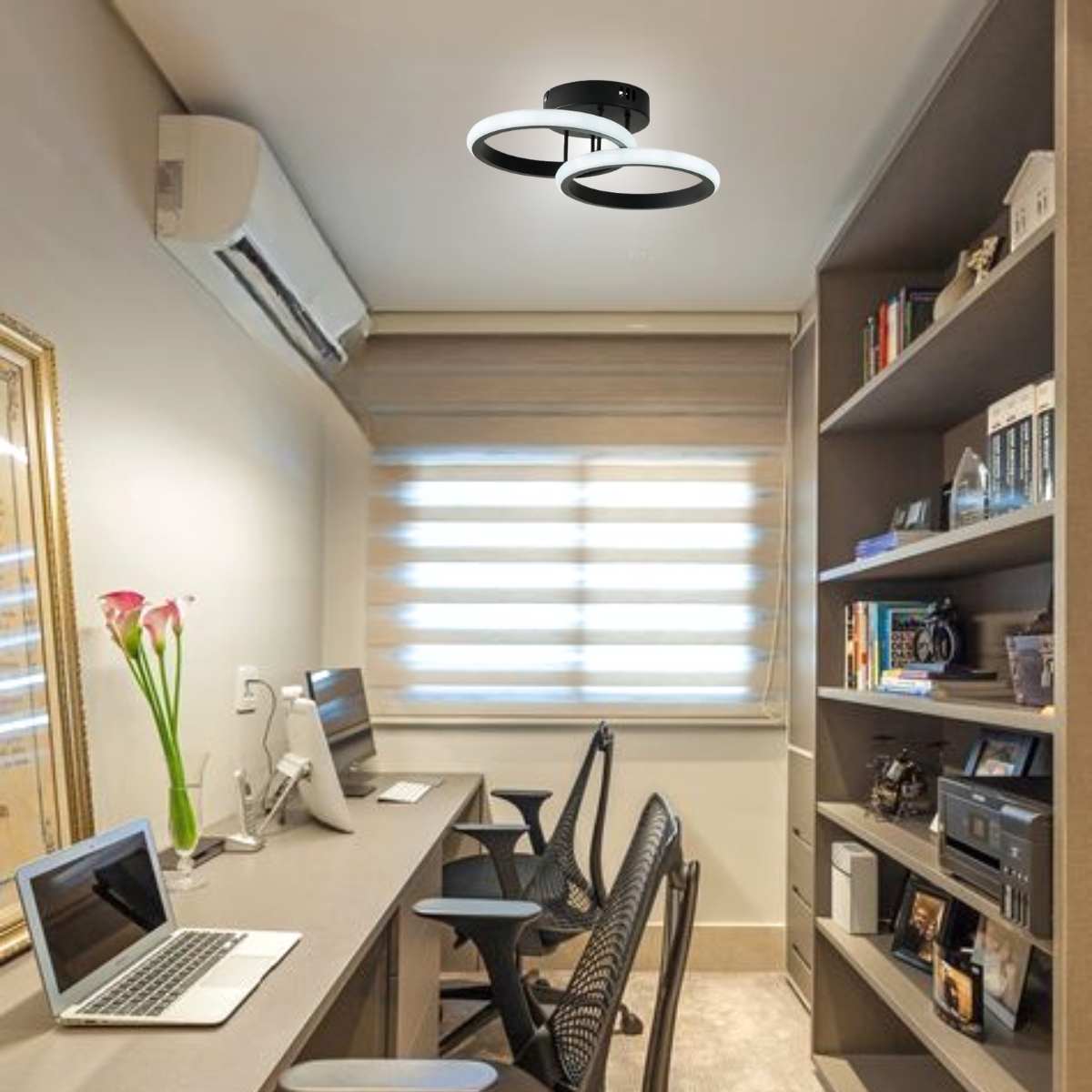 Ver imagem 5 de Luminária Teto Parede 25cm Anel Duplo 24 Watts Led 3x1 Lustre Bivolt Gimpo Kjgd-327:preto