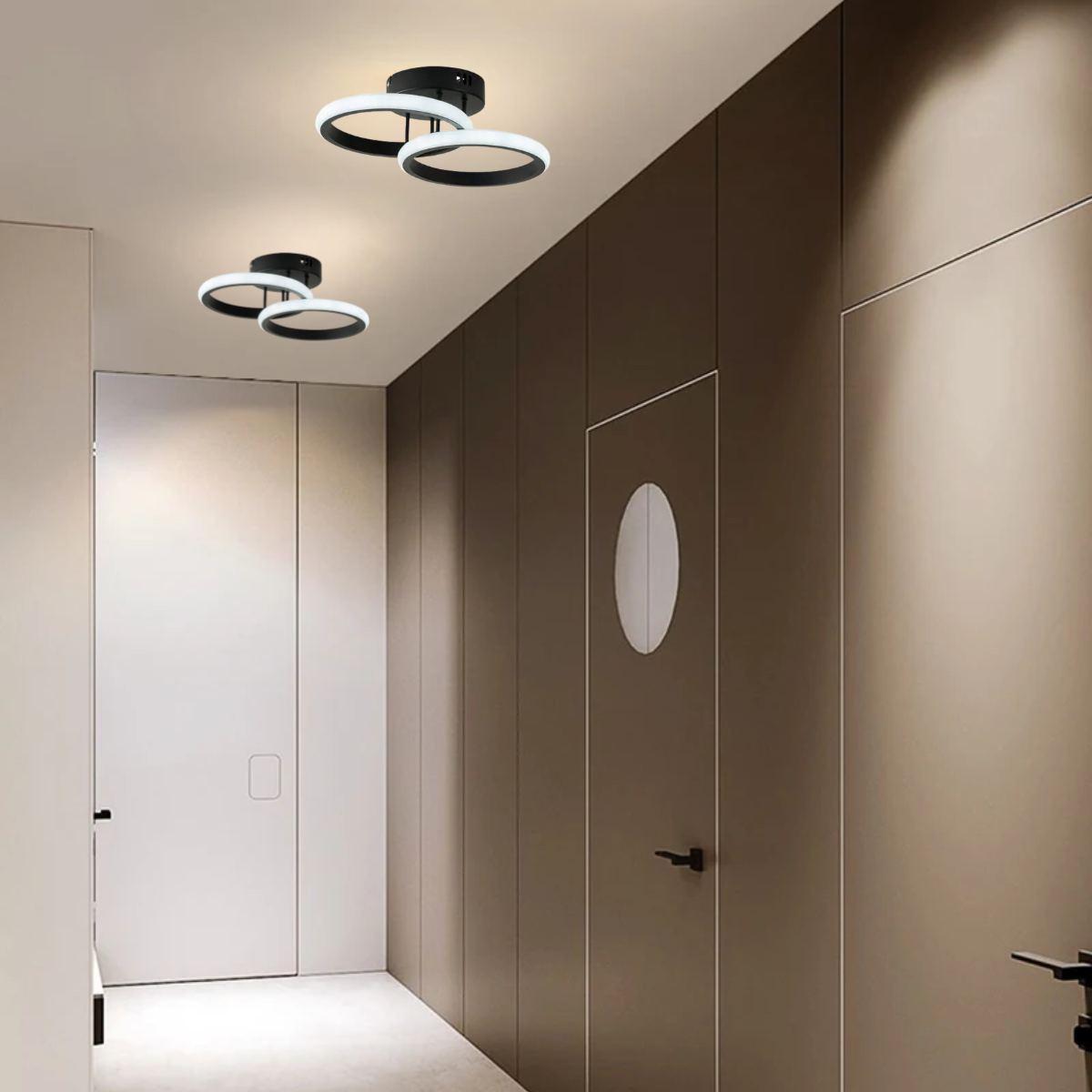 Ver imagem 7 de Luminária Teto Parede 25cm Anel Duplo 24 Watts Led 3x1 Lustre Bivolt Gimpo Kjgd-327:preto
