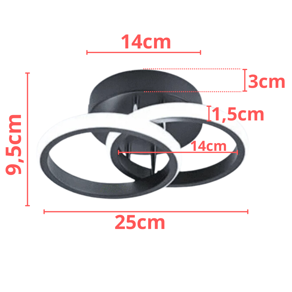 Ver imagem 6 de Luminária Teto Parede 25cm Anel Duplo 24 Watts Led 3x1 Lustre Bivolt Gimpo Kjgd-327:preto