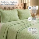 Ver imagem 3 de Kit Cobre Leito Bordare Casal 3 Peças 300 Fios Toque de Algodão Verde Pistache Casa Scarpa