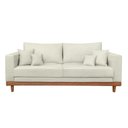 Ver imagem 4 de Sofá Living 3 Lugares Linho Resistente Madeira + Almofadas Cor:bege