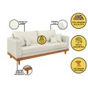 Ver imagem 2 de Sofá Living 3 Lugares Linho Resistente Madeira + Almofadas Cor:bege