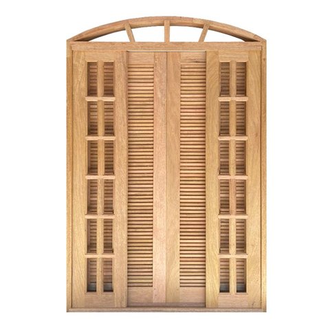 Porta Balcão de Correr de Madeira Cedro Arana Veneziana em Arco Bat.14 Cm- 2.35 (a) X 2.10 (l)