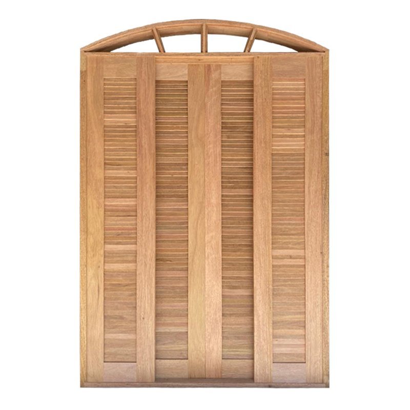 Porta Balcão de Correr de Madeira Cedro Arana Veneziana em Arco Bat.14 Cm- 2.35 (a) X 2.10 (l) - 6