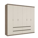 Ver imagem 3 de Guarda-Roupa 6 Portas 4 Gavetas 100% MDF 250cm x 230cm x 55cm Nobre Off White/Rustic