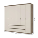 Ver imagem 4 de Guarda-Roupa Casal 100% MDF 6 Portas 4 Gavetas 230 x 250cm Nobre Yescasa Off White/Rustic