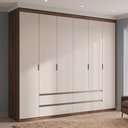 Ver imagem 1 de Guarda-Roupa Casal 100% MDF 6 Portas 4 Gavetas 230 x 250cm Nobre Yescasa Off White/Rustic