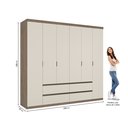 Ver imagem 4 de Guarda-Roupa 6 Portas 4 Gavetas 100% MDF 250cm x 230cm x 55cm Nobre Off White/Rustic