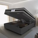 Ver imagem 3 de Cama Box Baú Casal King Colchão Gazin com Molas Ensacadas Rubi 193x203x73cm Suede Cinza/preto