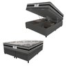 Cama Box Baú Casal King Colchão Gazin com Molas Ensacadas Rubi 193x203x73cm Suede Cinza/preto - 1