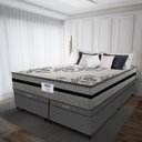 Ver imagem 2 de Cama Box Baú Casal King Colchão Gazin com Molas Ensacadas Rubi 193x203x73cm Suede Cinza/preto