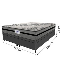 Cama Box Baú Casal King Colchão Gazin com Molas Ensacadas Rubi 193x203x73cm Suede Cinza/preto - 4